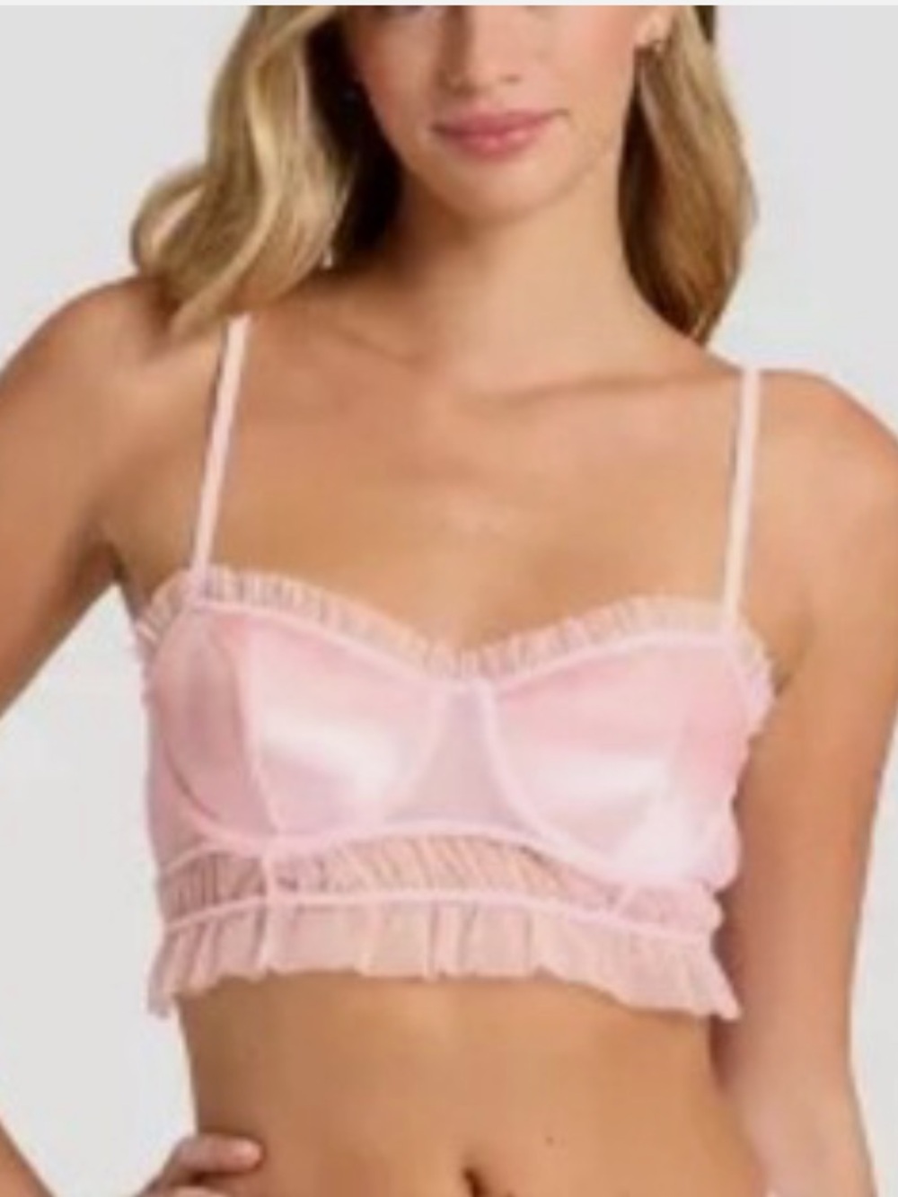 Auden Velvet & Mesh Pleated Lingerie Bralette Corset- Pink Women’s SZ XXL